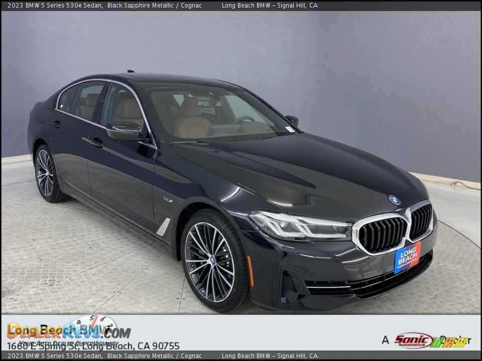 2023 BMW 5 Series 530e Sedan Black Sapphire Metallic / Cognac Photo #1