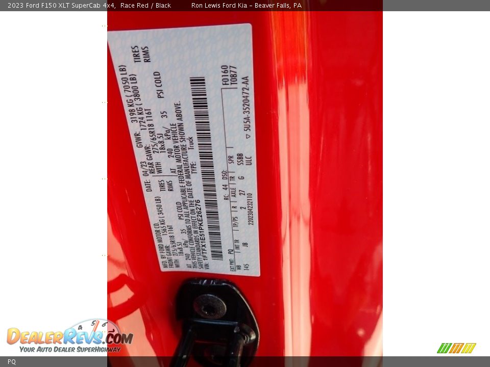 Ford Color Code PQ Race Red