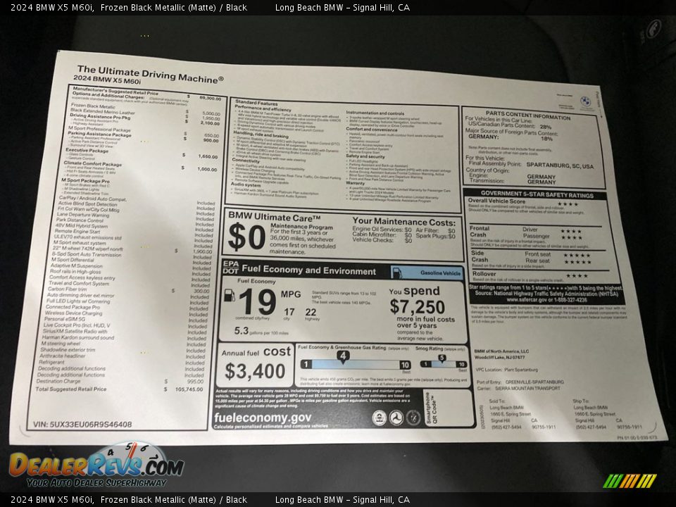 2024 BMW X5 M60i Window Sticker Photo #26