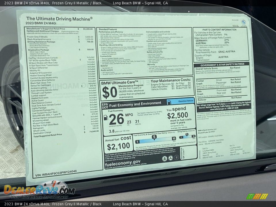 2023 BMW Z4 sDrive M40i Window Sticker Photo #27