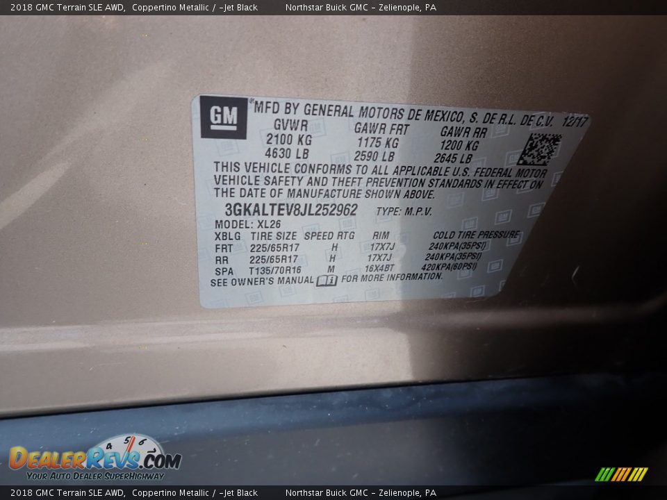 2018 GMC Terrain SLE AWD Coppertino Metallic / ­Jet Black Photo #30