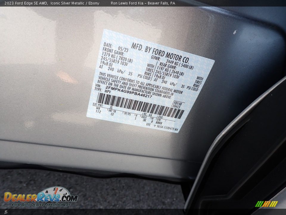 Ford Color Code JS Iconic Silver Metallic