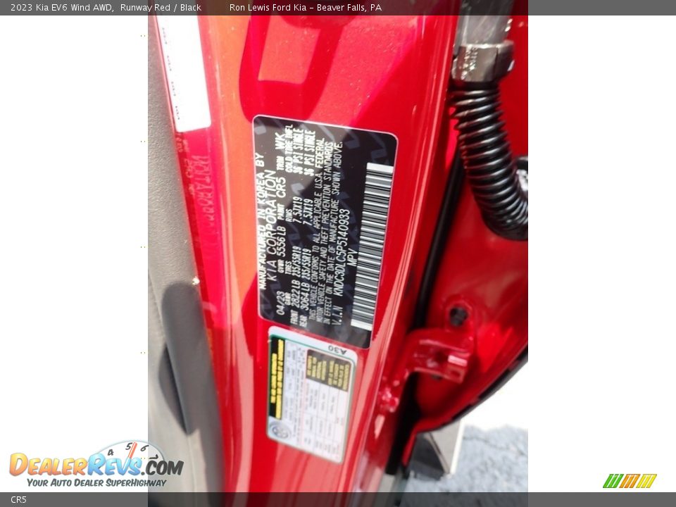 Kia Color Code CR5 Runway Red