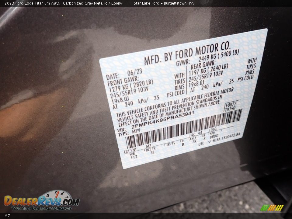 Ford Color Code M7 Carbonized Gray Metallic