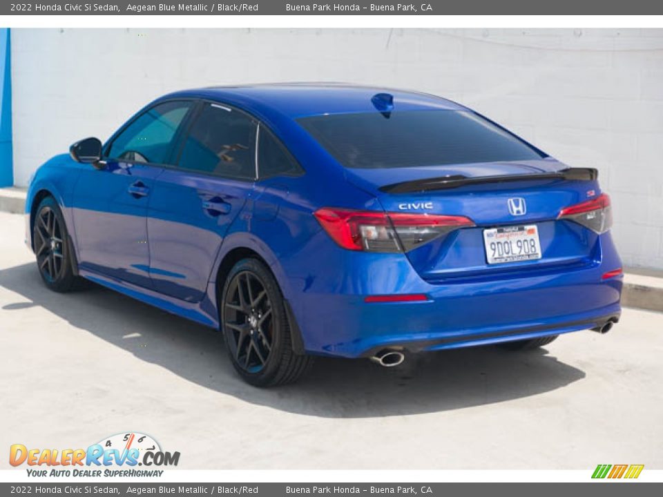 2022 Honda Civic Si Sedan Aegean Blue Metallic / Black/Red Photo #2