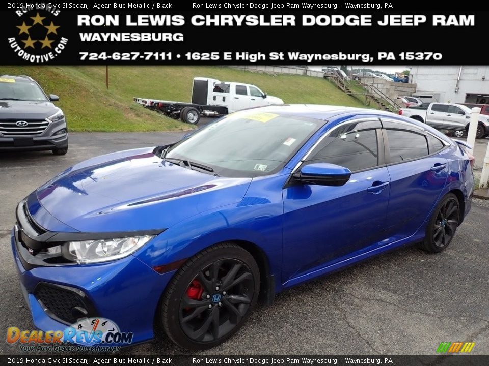 2019 Honda Civic Si Sedan Agean Blue Metallic / Black Photo #1