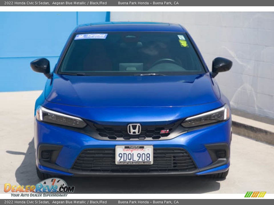 2022 Honda Civic Si Sedan Aegean Blue Metallic / Black/Red Photo #7