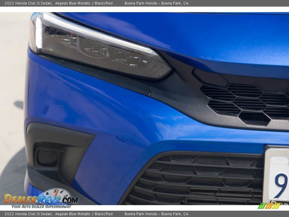2022 Honda Civic Si Sedan Aegean Blue Metallic / Black/Red Photo #8
