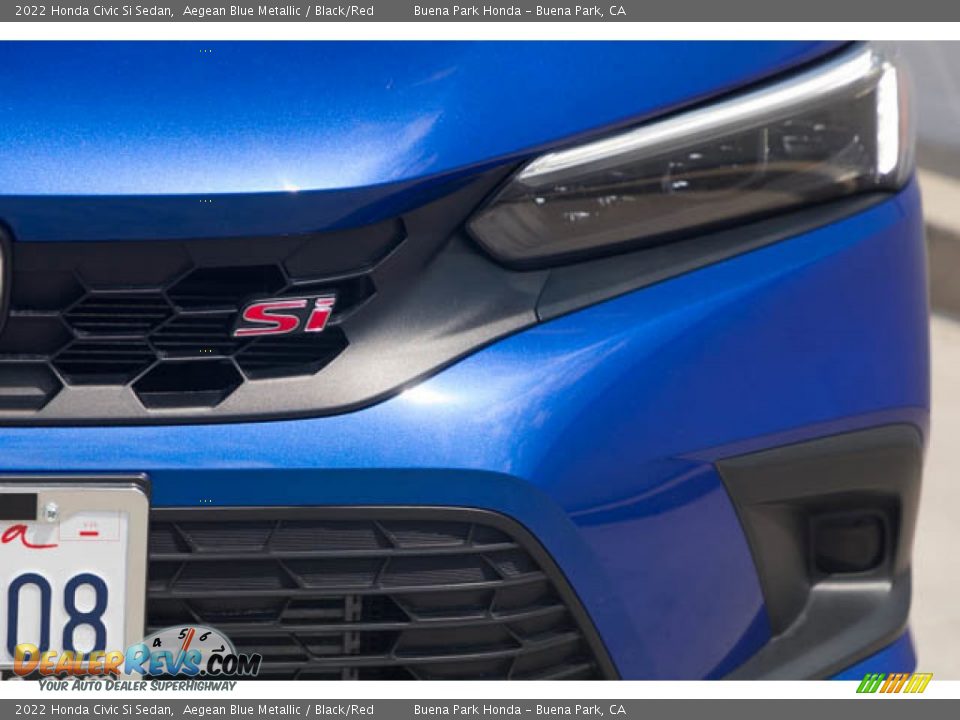 2022 Honda Civic Si Sedan Aegean Blue Metallic / Black/Red Photo #9