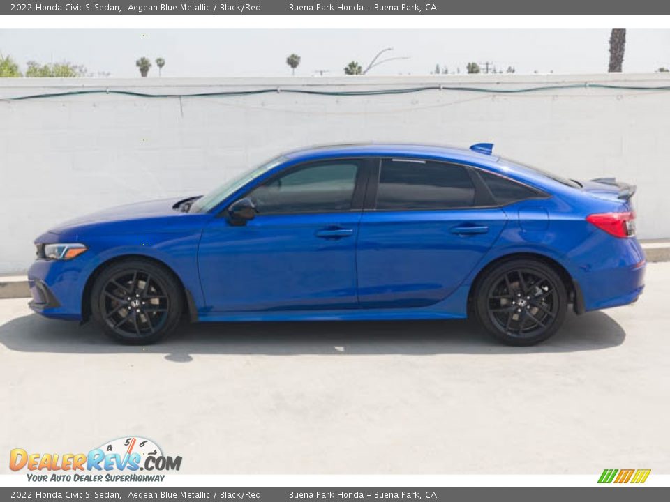 2022 Honda Civic Si Sedan Aegean Blue Metallic / Black/Red Photo #10