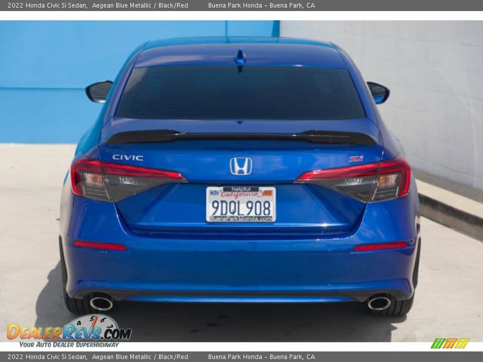 2022 Honda Civic Si Sedan Aegean Blue Metallic / Black/Red Photo #11