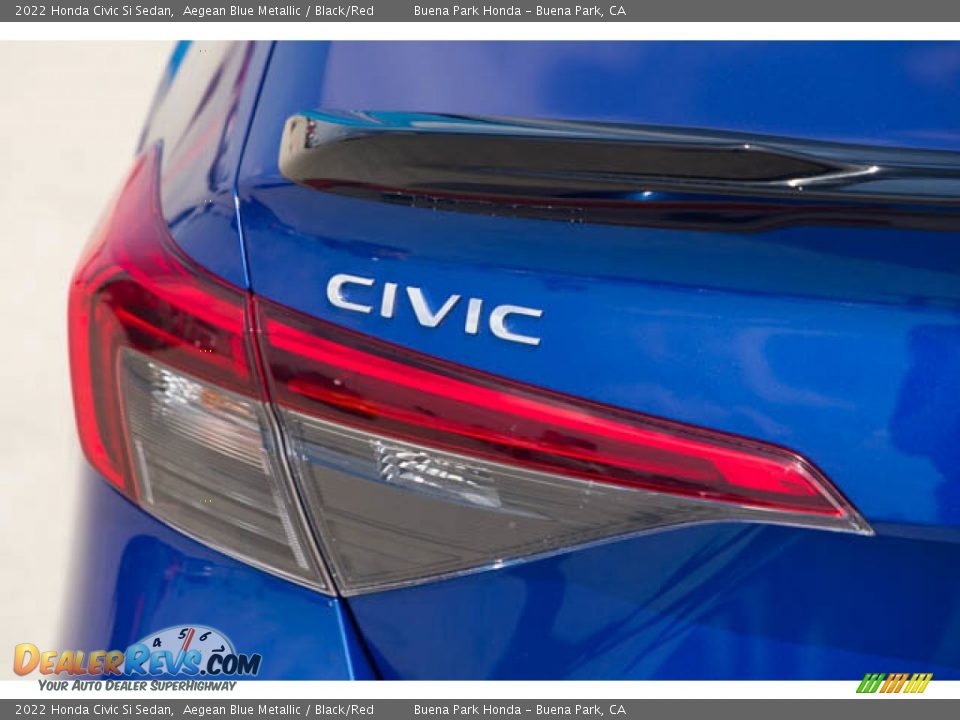 2022 Honda Civic Si Sedan Aegean Blue Metallic / Black/Red Photo #12