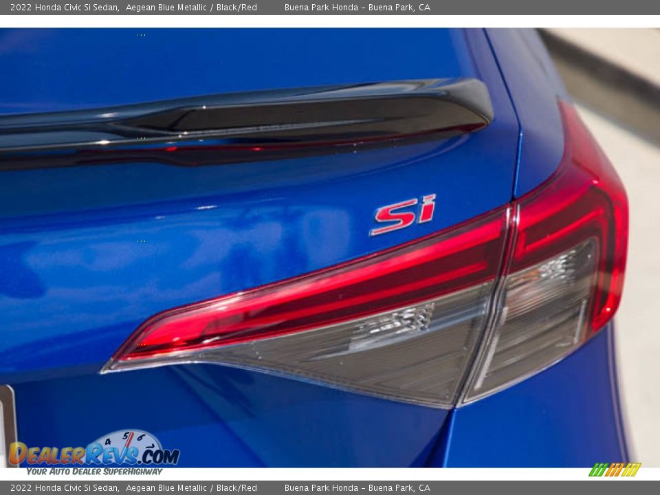 2022 Honda Civic Si Sedan Aegean Blue Metallic / Black/Red Photo #13