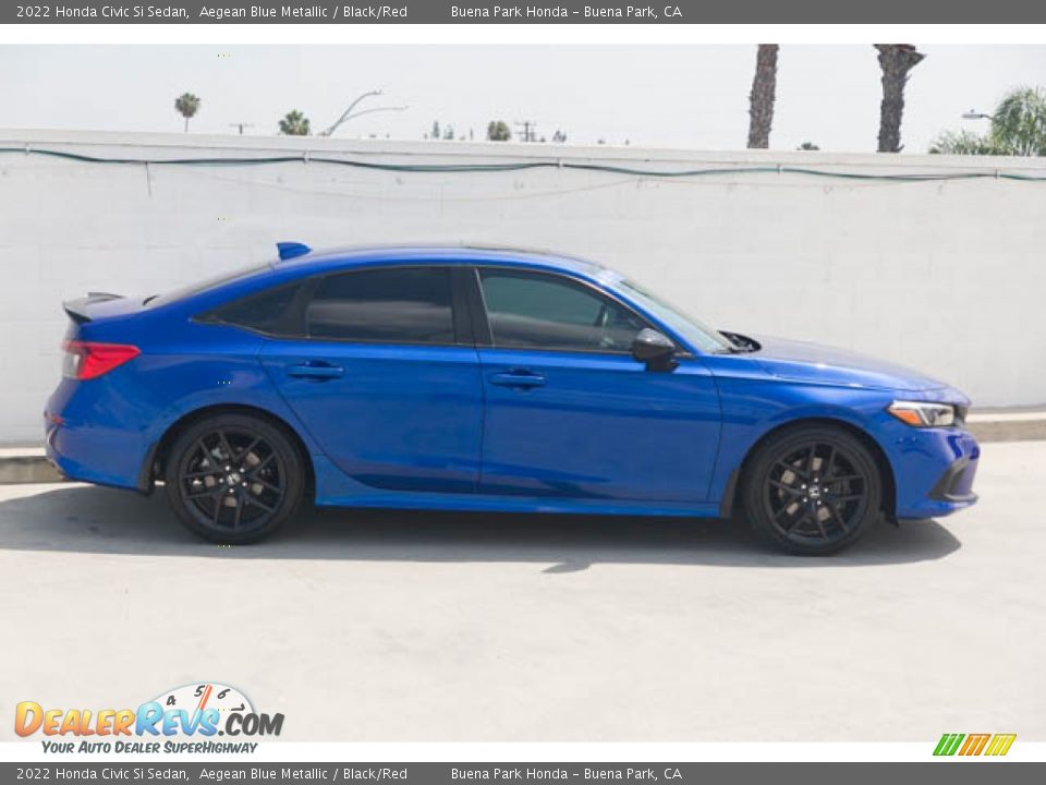 2022 Honda Civic Si Sedan Aegean Blue Metallic / Black/Red Photo #14