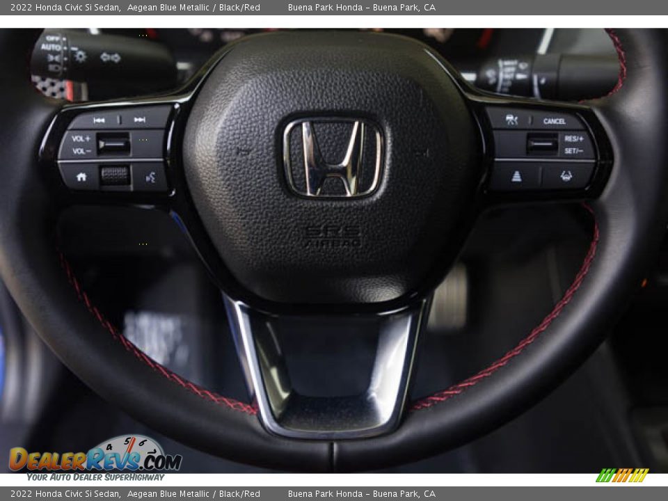 2022 Honda Civic Si Sedan Aegean Blue Metallic / Black/Red Photo #15