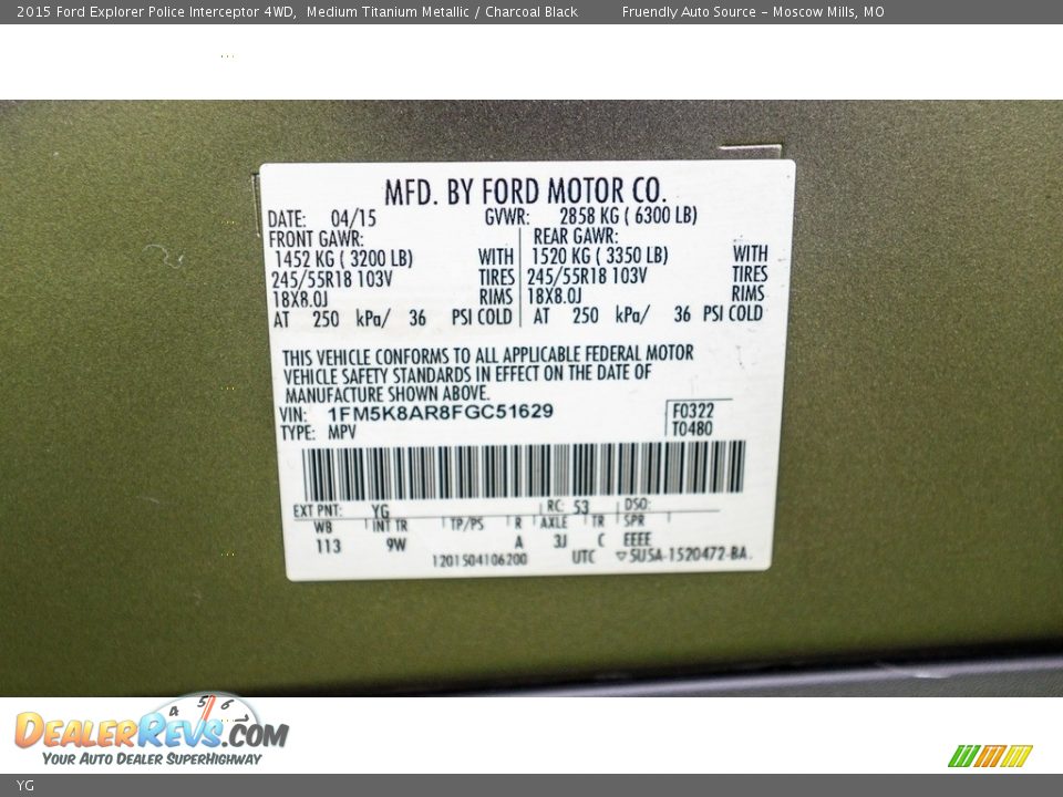 Ford Color Code YG Medium Titanium Metallic