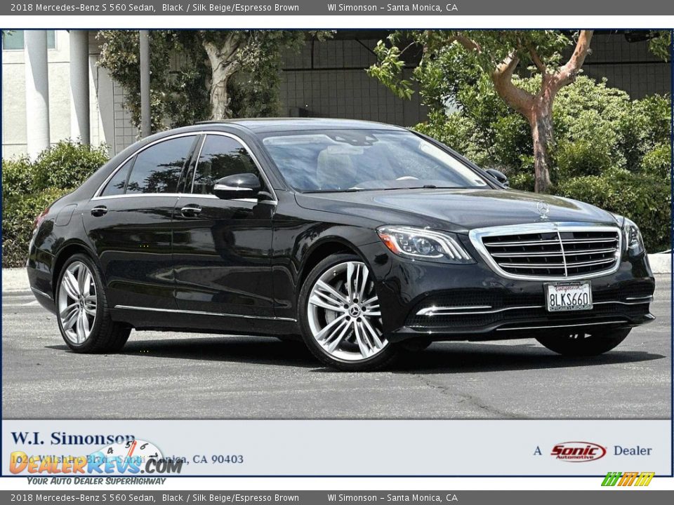 2018 Mercedes-Benz S 560 Sedan Black / Silk Beige/Espresso Brown Photo #1