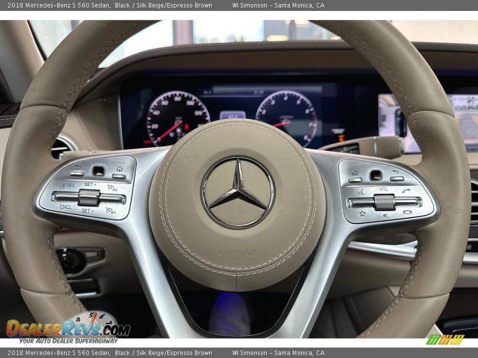 2018 Mercedes-Benz S 560 Sedan Black / Silk Beige/Espresso Brown Photo #28