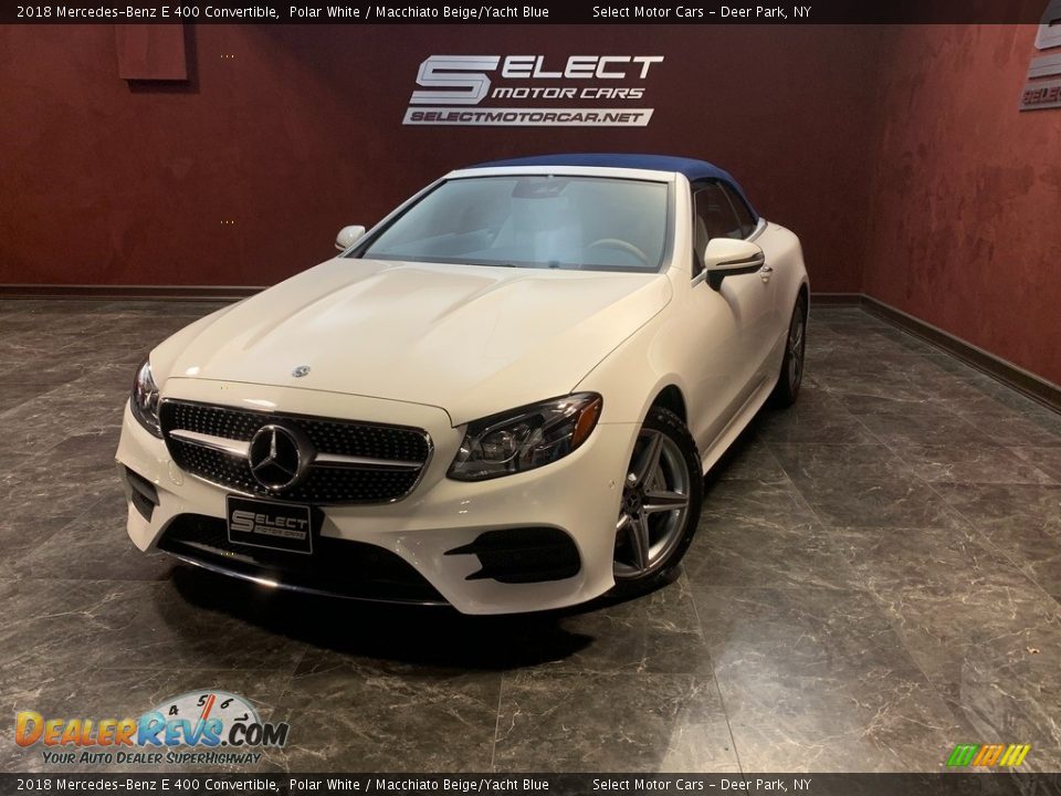 2018 Mercedes-Benz E 400 Convertible Polar White / Macchiato Beige/Yacht Blue Photo #1