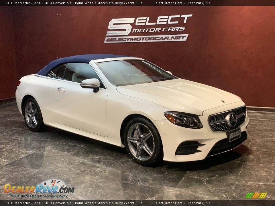 2018 Mercedes-Benz E 400 Convertible Polar White / Macchiato Beige/Yacht Blue Photo #3