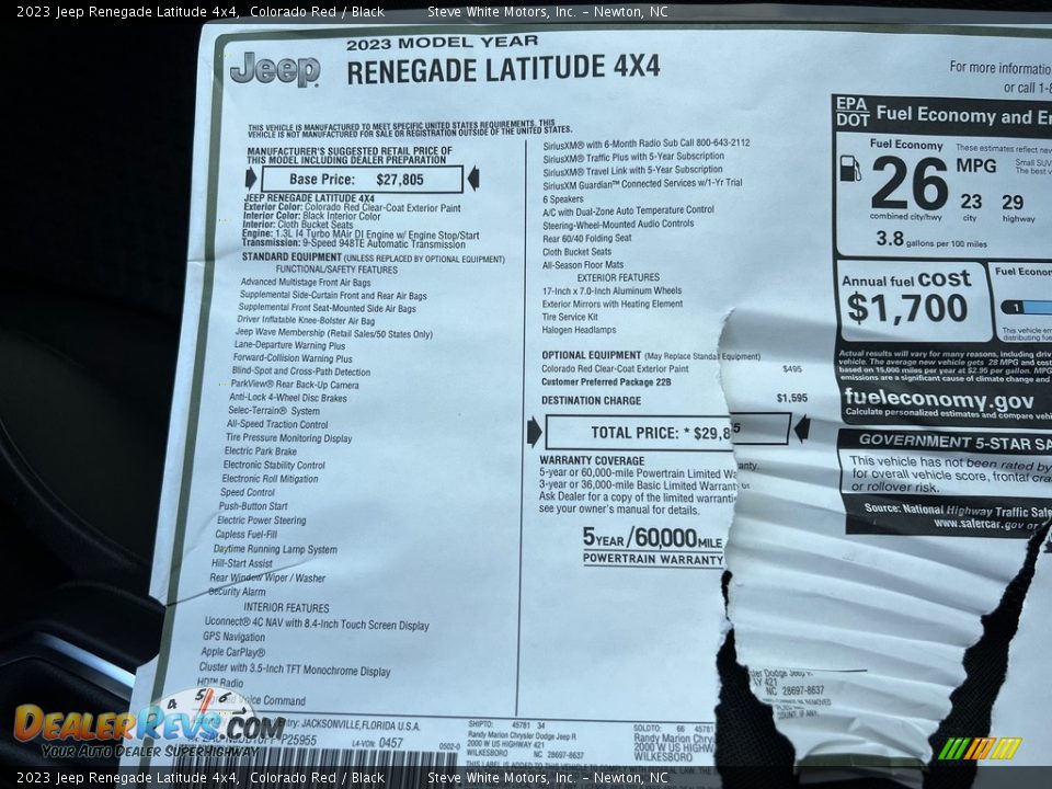 2023 Jeep Renegade Latitude 4x4 Window Sticker Photo #28