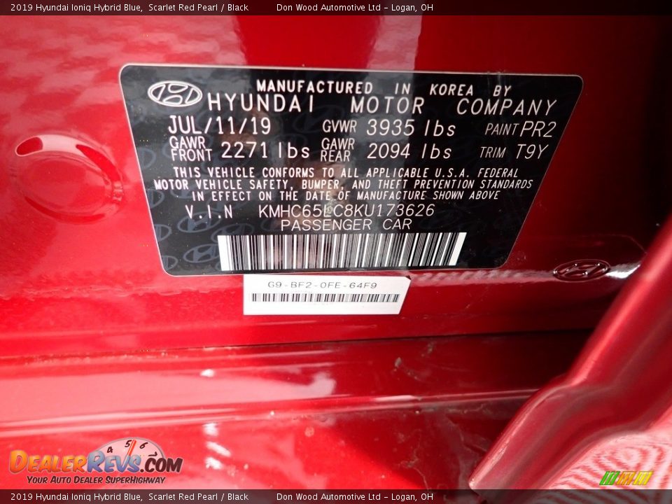 2019 Hyundai Ioniq Hybrid Blue Scarlet Red Pearl / Black Photo #29