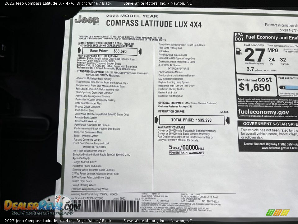 2023 Jeep Compass Latitude Lux 4x4 Window Sticker Photo #26