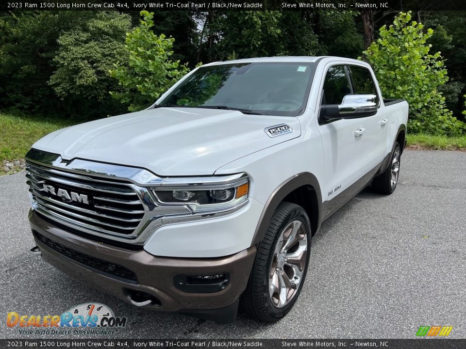 2023 Ram 1500 Long Horn Crew Cab 4x4 Ivory White Tri-Coat Pearl / Black/New Saddle Photo #2