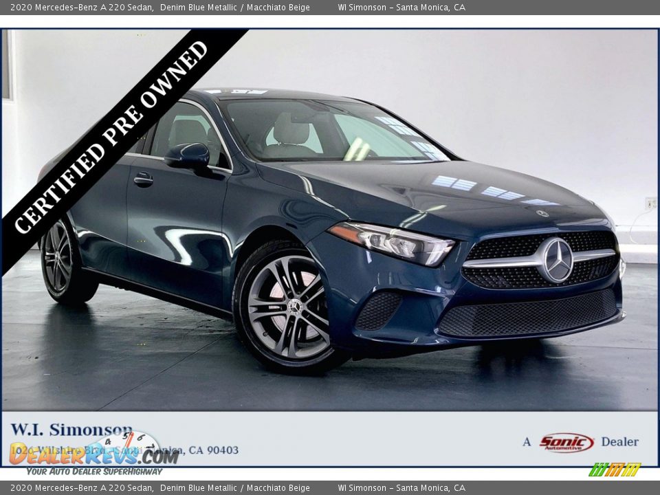 2020 Mercedes-Benz A 220 Sedan Denim Blue Metallic / Macchiato Beige Photo #1