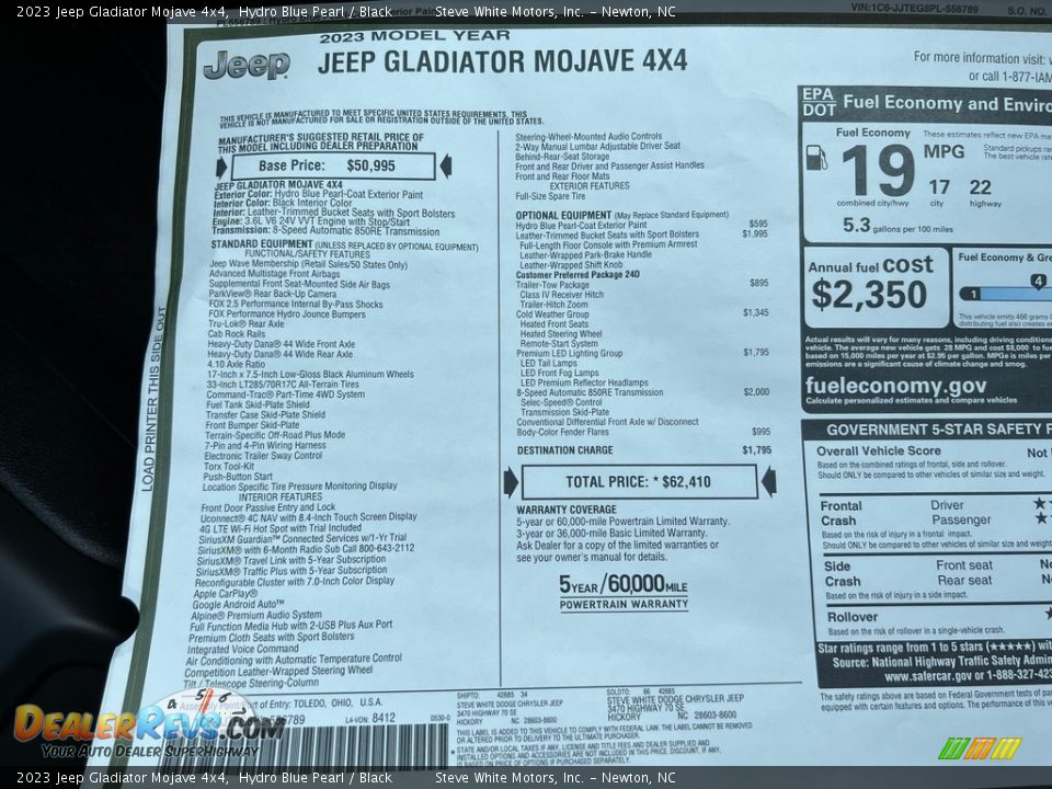 2023 Jeep Gladiator Mojave 4x4 Window Sticker Photo #29