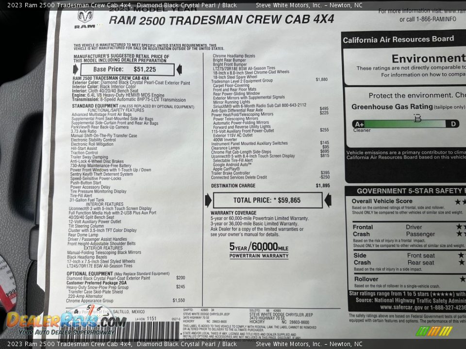 2023 Ram 2500 Tradesman Crew Cab 4x4 Window Sticker Photo #25