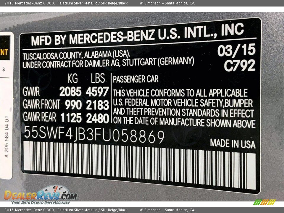 2015 Mercedes-Benz C 300 Paladium Silver Metallic / Silk Beige/Black Photo #32