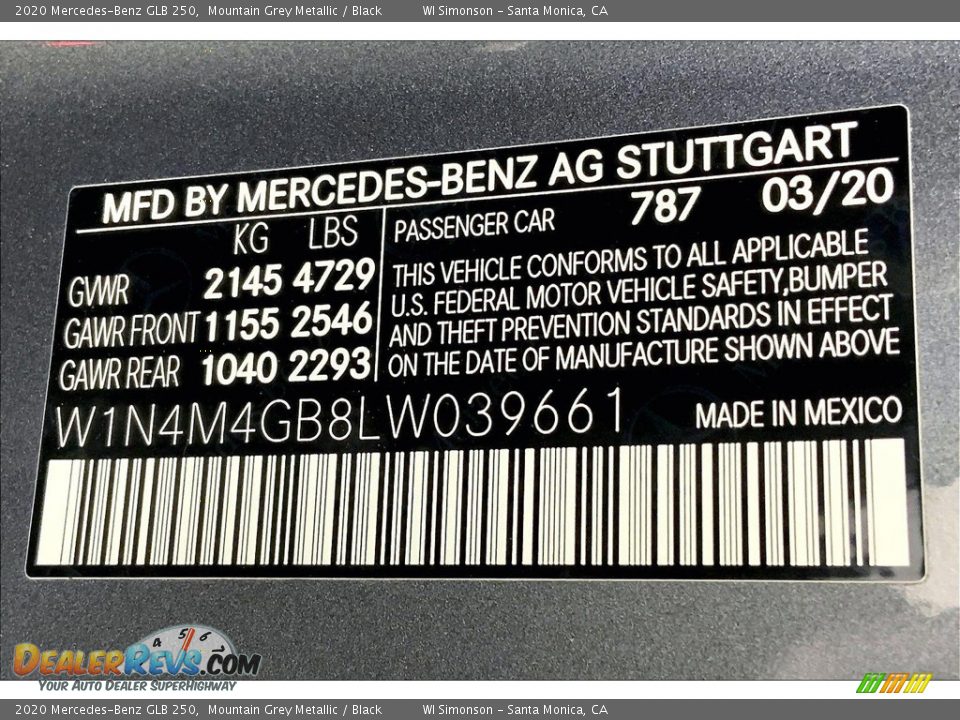 2020 Mercedes-Benz GLB 250 Mountain Grey Metallic / Black Photo #33