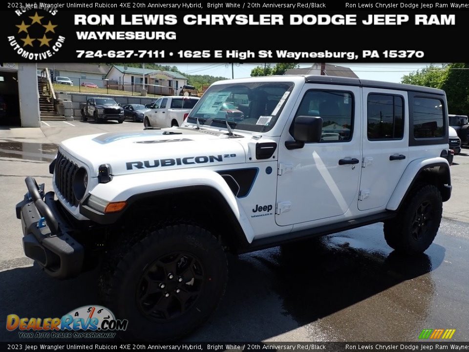 2023 Jeep Wrangler Unlimited Rubicon 4XE 20th Anniversary Hybrid Bright White / 20th Anniversary Red/Black Photo #1