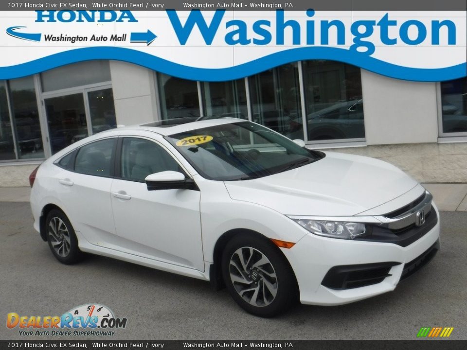 2017 Honda Civic EX Sedan White Orchid Pearl / Ivory Photo #1