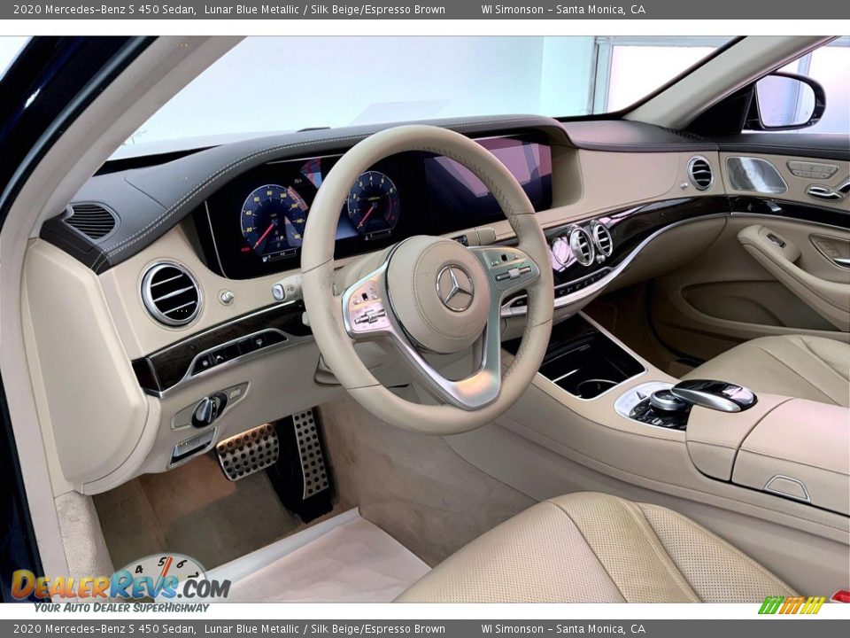 2020 Mercedes-Benz S 450 Sedan Lunar Blue Metallic / Silk Beige/Espresso Brown Photo #14