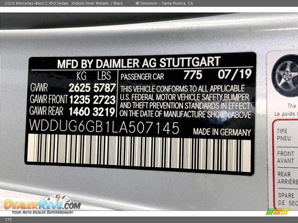 Mercedes-Benz Color Code 775 Iridium Silver Metallic