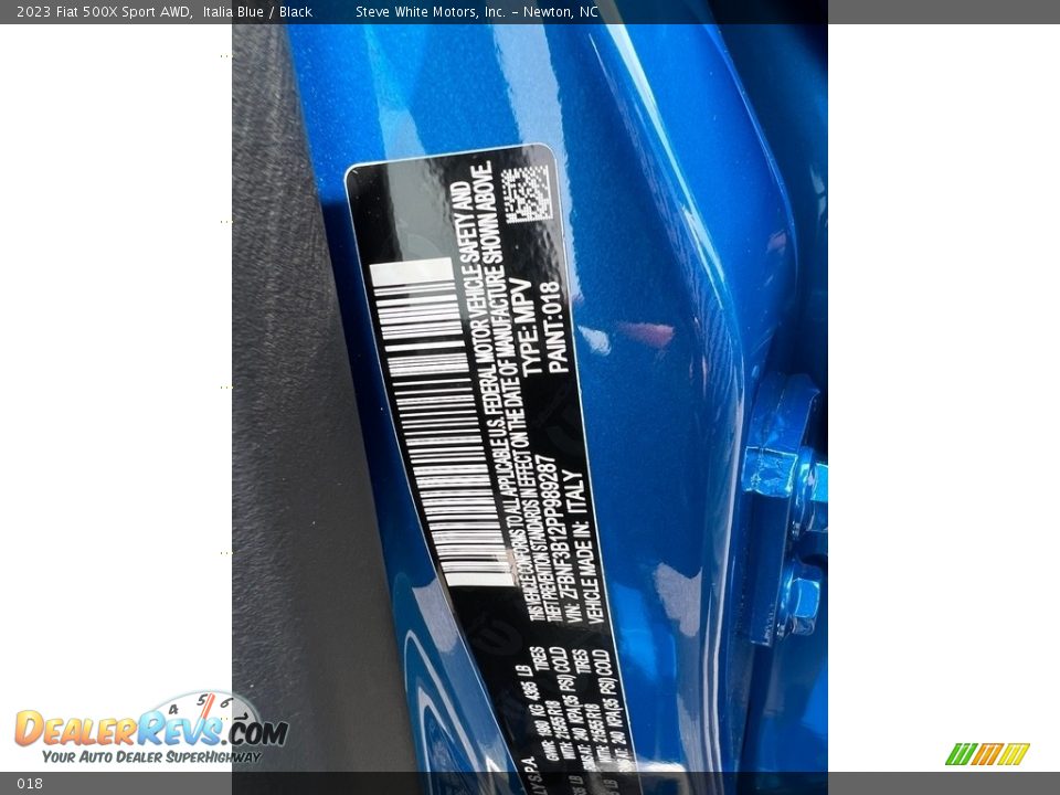 Fiat Color Code 018 Italia Blue