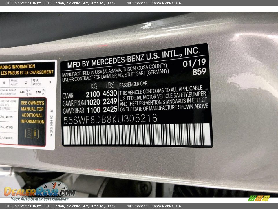 2019 Mercedes-Benz C 300 Sedan Selenite Grey Metallic / Black Photo #33