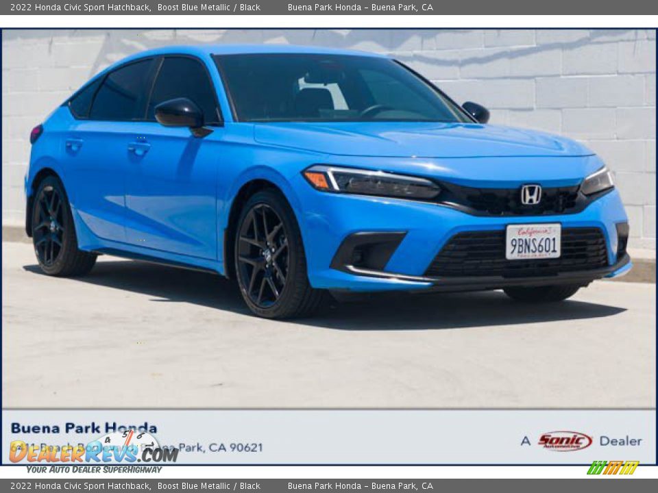 2022 Honda Civic Sport Hatchback Boost Blue Metallic / Black Photo #1