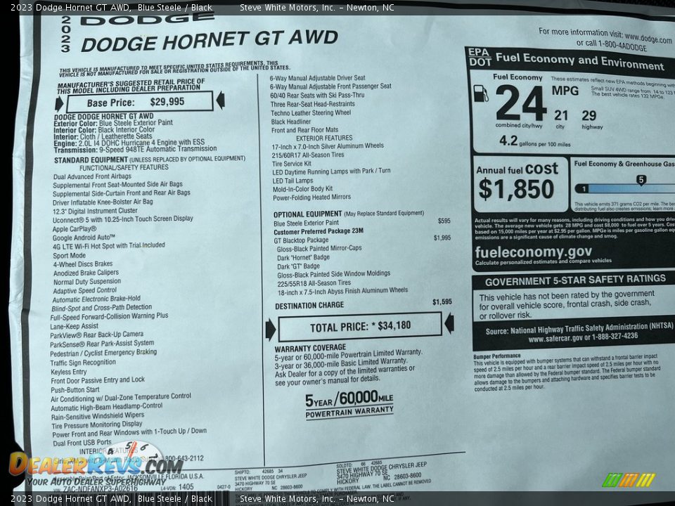 2023 Dodge Hornet GT AWD Window Sticker Photo #26