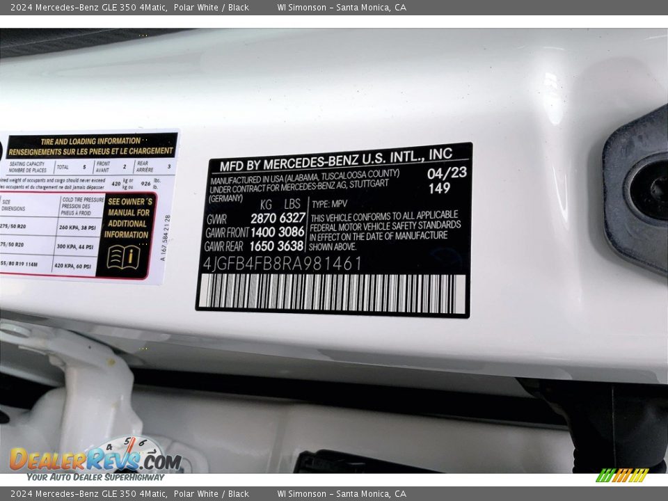 2024 Mercedes-Benz GLE 350 4Matic Polar White / Black Photo #13