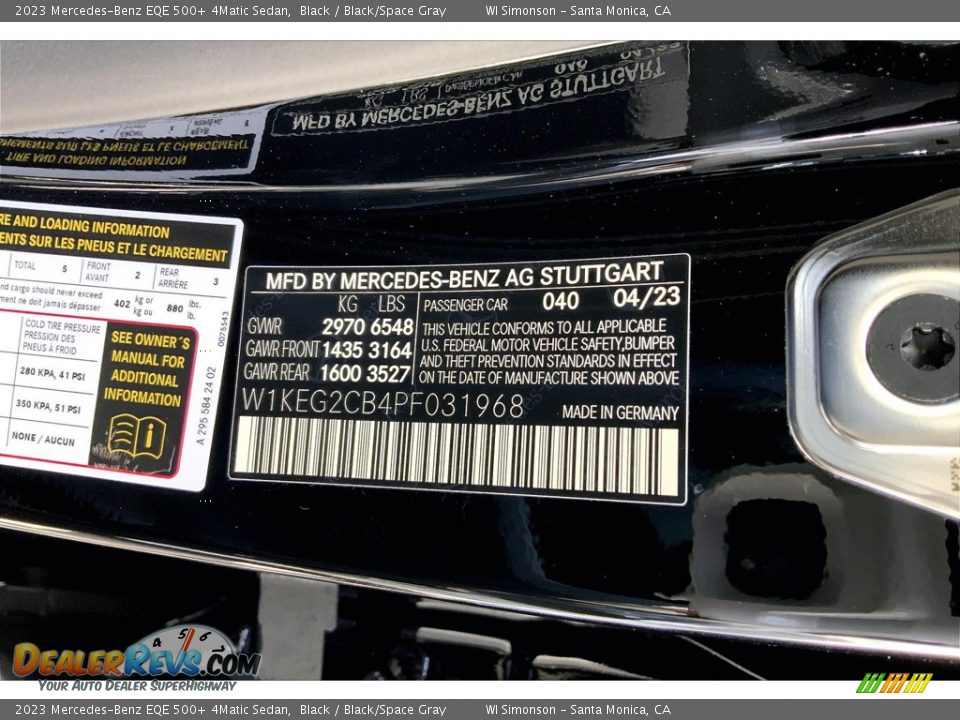 2023 Mercedes-Benz EQE 500+ 4Matic Sedan Black / Black/Space Gray Photo #12