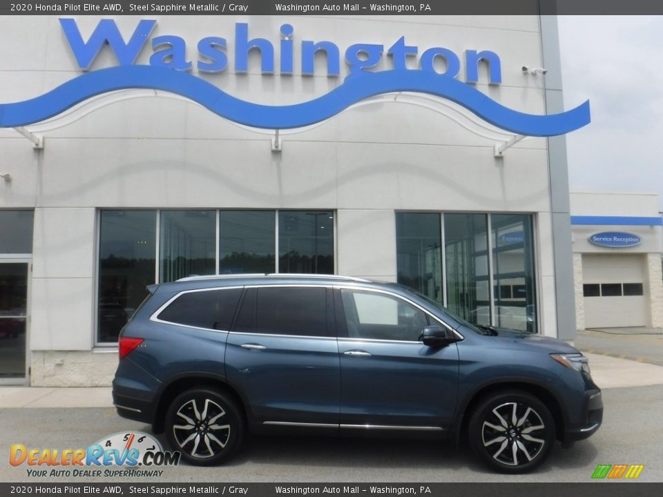 2020 Honda Pilot Elite AWD Steel Sapphire Metallic / Gray Photo #1