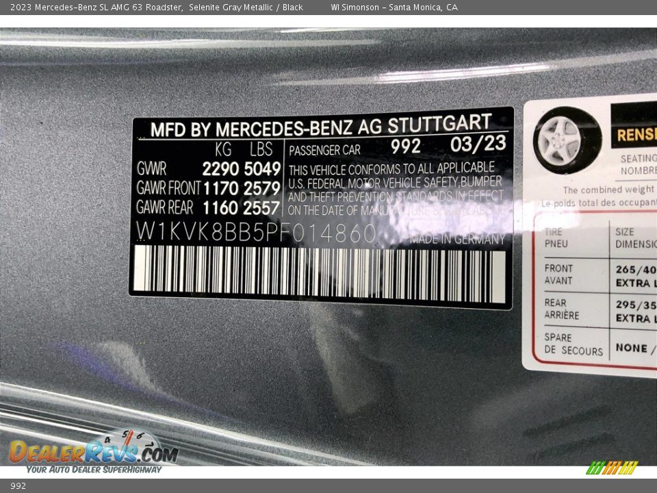 Mercedes-Benz Color Code 992 Selenite Gray Metallic