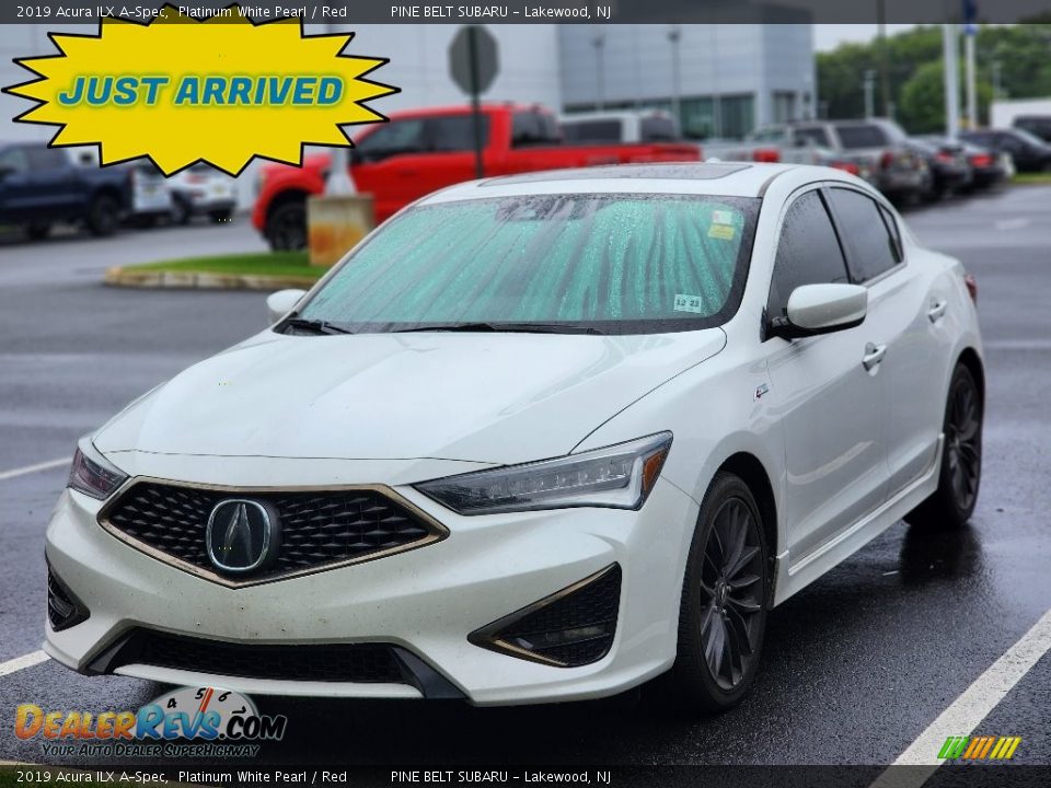 2019 Acura ILX A-Spec Platinum White Pearl / Red Photo #1