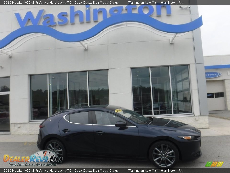 2020 Mazda MAZDA3 Preferred Hatchback AWD Deep Crystal Blue Mica / Greige Photo #2