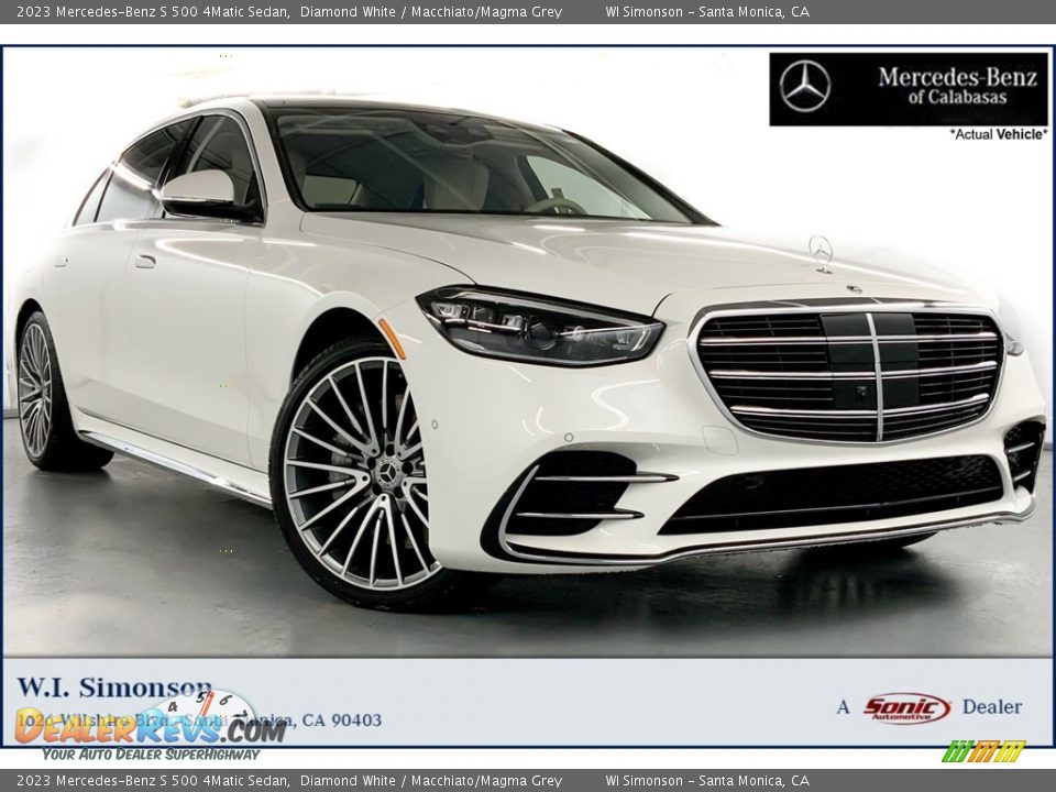 2023 Mercedes-Benz S 500 4Matic Sedan Diamond White / Macchiato/Magma Grey Photo #1