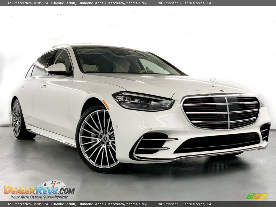 2023 Mercedes-Benz S 500 4Matic Sedan Diamond White / Macchiato/Magma Grey Photo #2