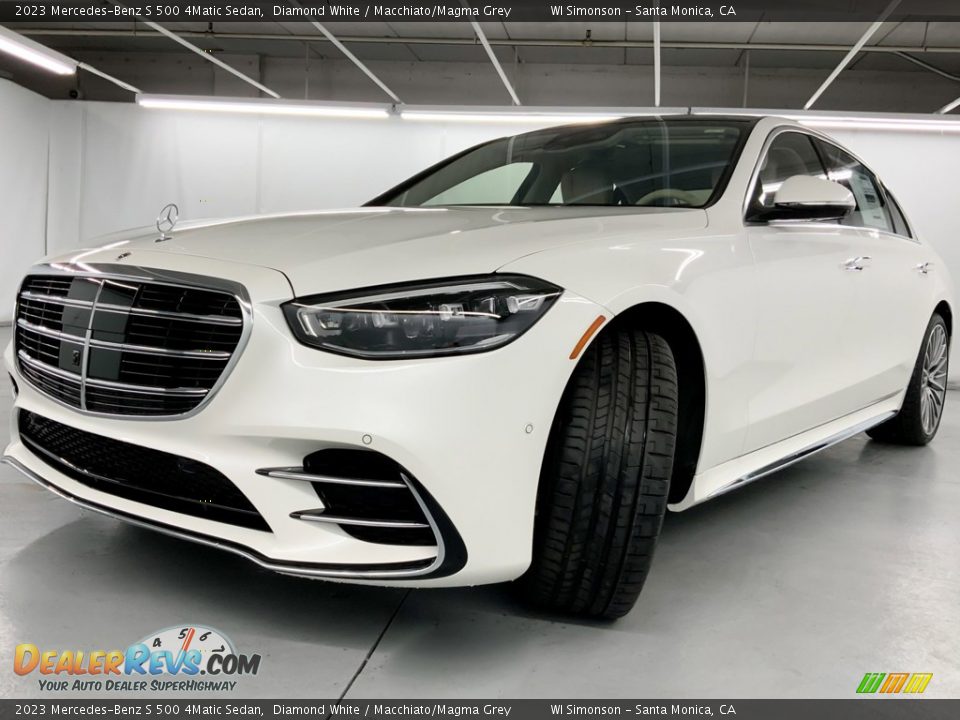 2023 Mercedes-Benz S 500 4Matic Sedan Diamond White / Macchiato/Magma Grey Photo #7